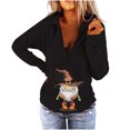thumbnail image 1 of Moda mujer Casual cuello vuelto manga larga suelta camiseta otoño blusa pulóver Tops Pompotops  FGAJ21578, 1 of 8
