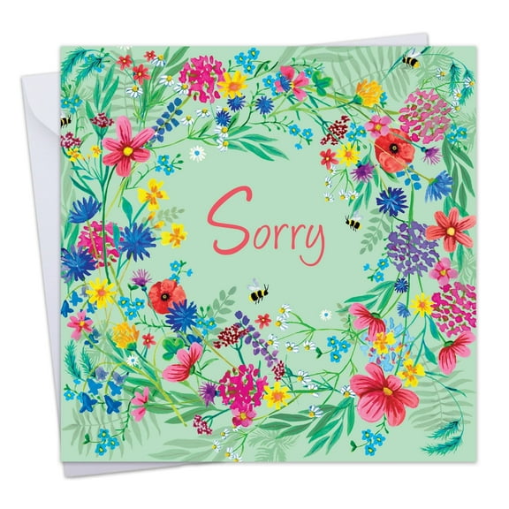 Twizler Sorry Card - Wildflowers Floral - I'm Sorry Card Apology for Her - Sympathy For Your Loss - Thinking Of You