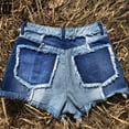thumbnail image 3 of uublik Plus Size Shorts for Women Fringe Patchwork Super Soft with Pockets Overalls Shorts Denim Dark Blue, 3 of 5
