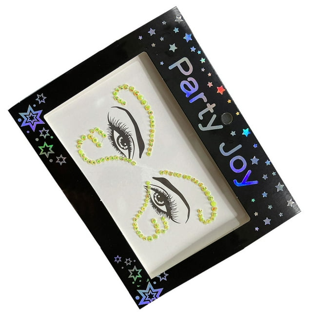 Seitruly Joyas para los ojos, pegatinas de diamantes de imitación, cuentas de cristal sin pegamento, purpurina, maquillaje facial, joyería, Tratamientos faciales HF-107 Amarillo