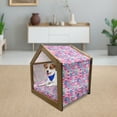 thumbnail image 3 of Love Pet House, Hearts in Square Shapes Geometrical Celebrate Art, Outdoor & Indoor Portable Dog Kennel with Pillow and Cover, 5 Sizes, Blue Ivory Pink, by Ambesonne, 3 of 5