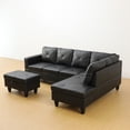 thumbnail image 5 of Sectional Couch, L Shaped Couch with Storage Ottoman, Leather Sofas for Living Room Apartment, Modern 3 Piece Sofa Set, Right Chaise, Black, 5 of 5