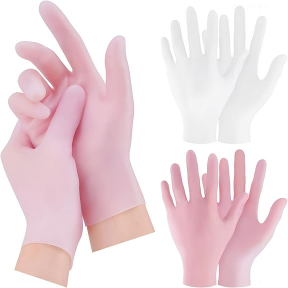 XIRQI 2 Pairs Silicone Moisturizing Gloves,Hydrating Spa Gloves for Dry Hands