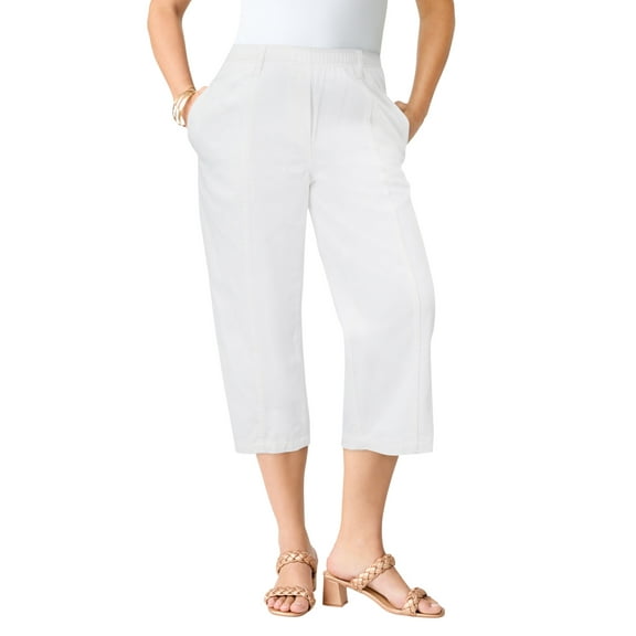 Roaman's Women's Plus Size Easy-Wear Straight Leg Capri