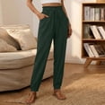 thumbnail image 3 of Perfectbot Women's Casual Drawstring Pants Ruffle Elastic Waist Cuff Bottom Pants with Pockets, 3 of 6