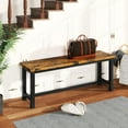 thumbnail image 2 of Table Bench, Pair of 2, Dining Bench, Thickened Steel Frame, Wood Bench, Industrial Style, for Kitchen and Dining Room, 12''Dx38.5''Wx17''H, Rustic Black+Brown, 2 of 17