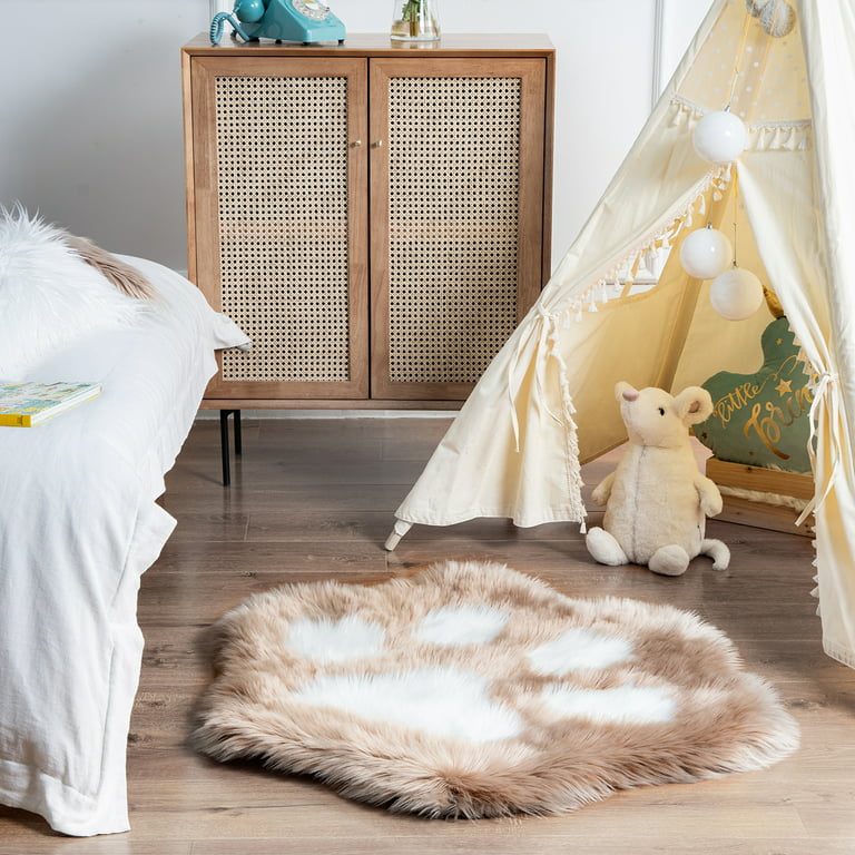 Non Slip Bath Mat Cat Paw Shape Kids Area Rug Playroom Carpet Home  25.5x33.8inch