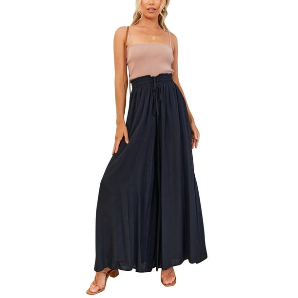 Pantalones de pierna ancha con cintura elástica con cordón, pantalones de pierna ancha para mujer, pantalones de cintura elástica con pierna ancha, pantalones de pierna ancha para yoga para mujer, grado profesional