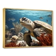thumbnail image 2 of Designart "Traditional Seaside Turtle Scene" Animals Turtle Floater Framed Wall Art Living Room, 2 of 5