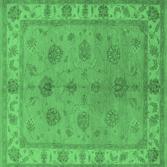 Ahgly Company Indoor Square Oriental Emerald Green Industrial Area Rugs, 6' Square