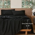 thumbnail image 5 of MooMee 100% Washed Cotton King Fitted Sheet Only Linen Like Textured Extra-Deep Pocket Breathable Soft 1-Piece(Black, 78"x80"), 5 of 7