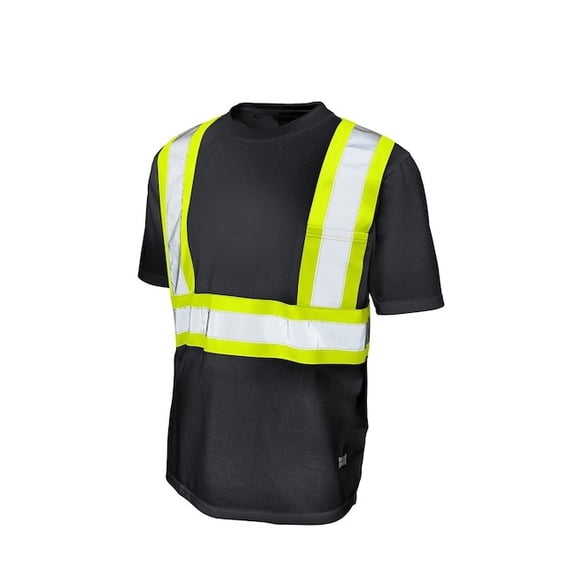 Tough Duck High Visibility T-Shirt, 1, O, Polyester, Black, XL S39211