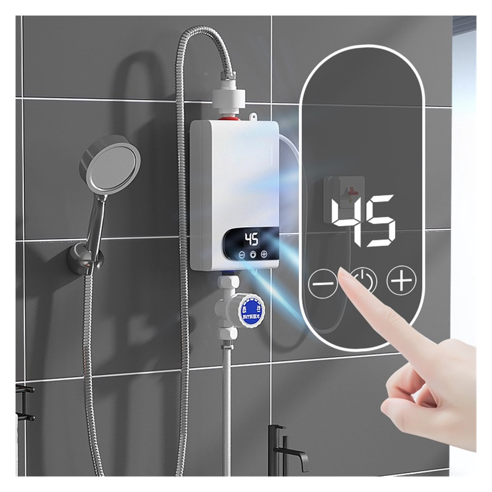 Instantaneous Faucet Tap Kitchen Hot Water Crane LED Digital 5500W Water Heater Instant Water Heater Tankless ,Safety Protections