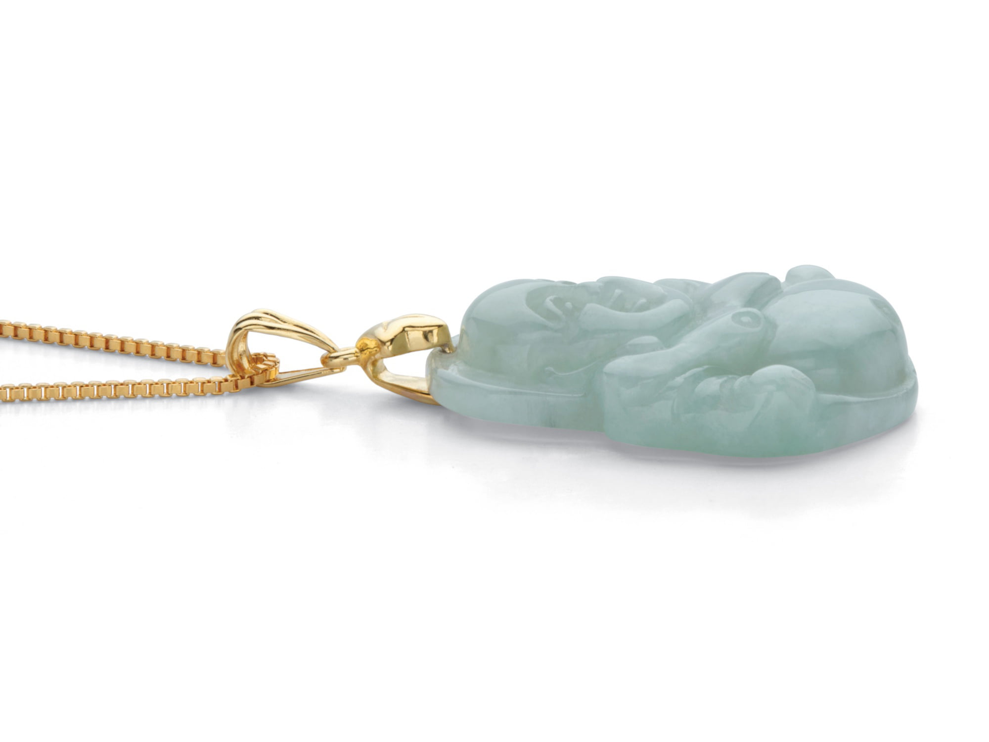 18K GOLD Buddha Necklace, Jade Buddha Necklace for Unisex, STAINLESS STEEL  Jewelry, Buddha Laughing, Charm, Pendant, Christmas Gift 