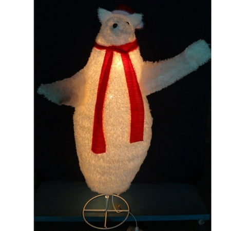 48" Lighted Sparkling Tinsel and Sisal Polar Bear Christmas Outdoor Decoration