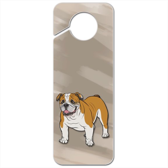 English Bulldog Pet Dog Plastic Door Knob Hanger Sign