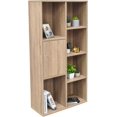 thumbnail image 1 of A basic minimalist-style bookshelf, highly suitable for use in the living room, equipped with storage or organizing space, featuring three drawers, a spacious surface, a beige color tone, 1 of 12