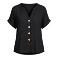 thumbnail image 5 of IMENGL Blouses for Women Loose Summer Color V Neck Up and Comfortable Short Sleeved Top . Casual Outfits Basic Women's Button Down Shirt,M-XXXL, 5 of 7