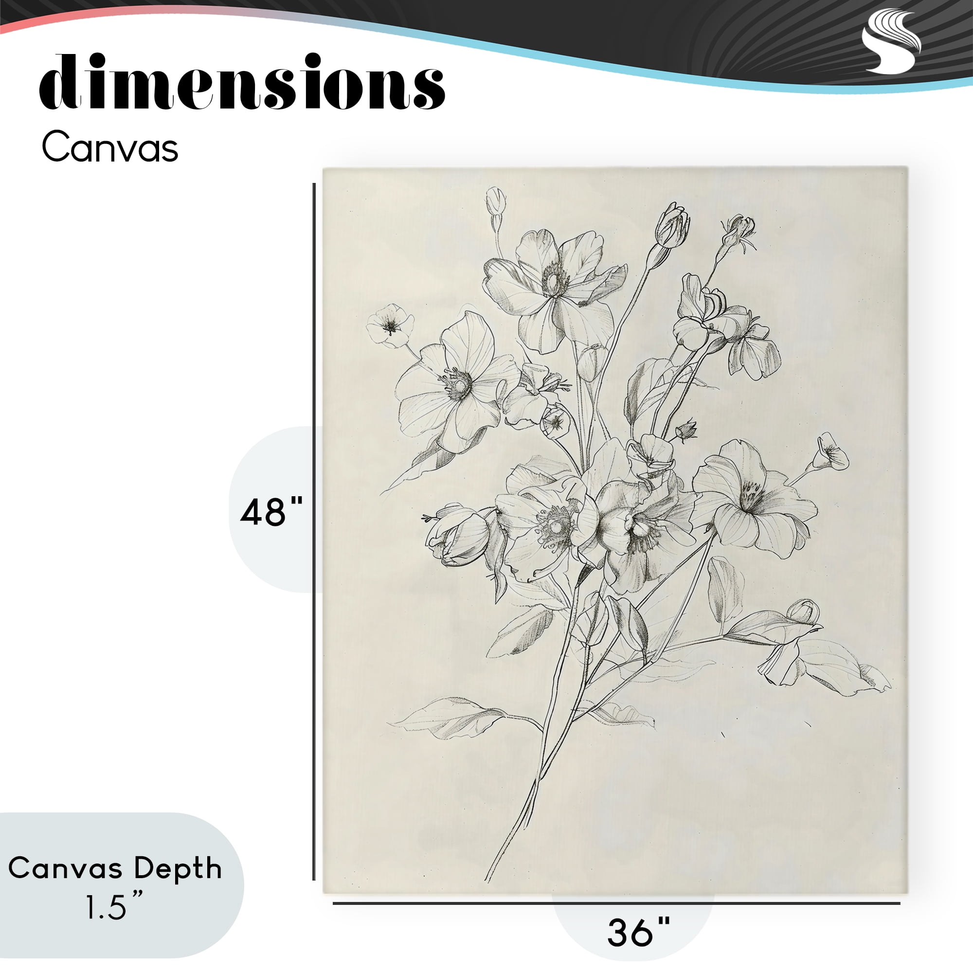 Stupell Industries Wildflower Outline Study Canvas Wall Art, design by Creative Studio
