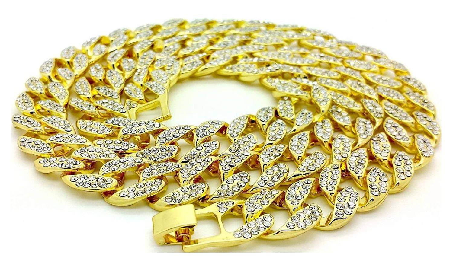 Charles Raymond Iced Out Hip Hop Gold Tone CZ Miami Cuban Link Chain Choker Necklace
