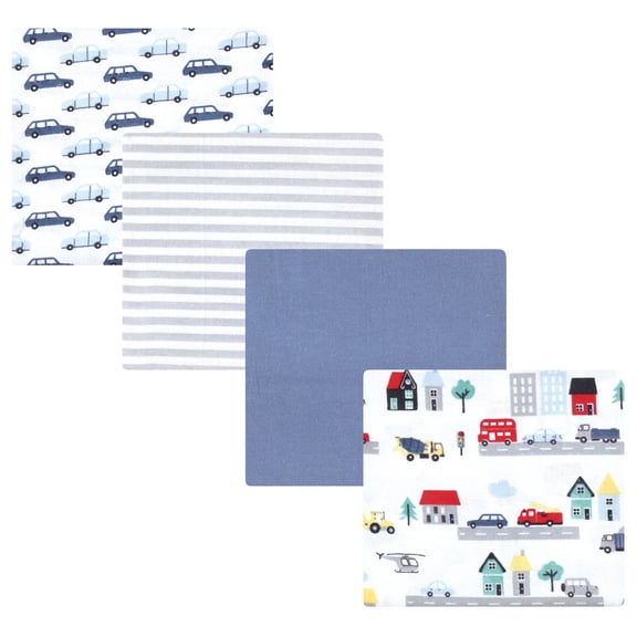 Hudson Baby Boys Cotton Flannel Receiving Blankets, City Life, One Size