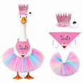 thumbnail image 2 of RUINIXCW Porch Goose Birthday Outfit for 23 inch Cement Plastic Goose Statue Accessories Garden Porch Goose Clothes Crown Hat with Scarf and Tulle Skirt Set Yard Patio Lawn Art Decor (No Goose), 2 of 9