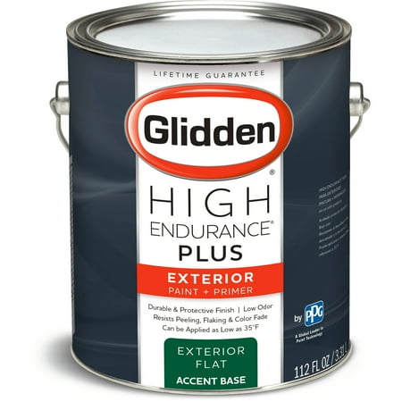 Glidden High Endurance Plus, Exterior Paint and Primer, Flat Finish, Accent Base, 1 Gallon