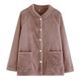 thumbnail image 2 of Hrsba Button Bed Jacket for Women Solid Tone Fleece Lined Thick Long Sleeve Sleep Tops, 2 of 9