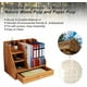 thumbnail image 3 of Organizador de escritorio de madera, almacenamiento de suministros de oficina con cajón, organizador de escritorio multifuncional, fácil montaje, para oficina, 3 of 7