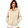 thumbnail image 4 of Gsakboxl Sweaters for Women Autumn Winter Color Block Drop Shoulder High Collar Hooded Cardigan Loose Trendy Casual Open Front Sweatshirt, 4 of 6