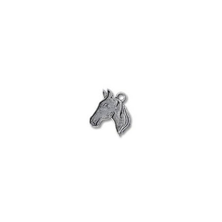 Horse Charm Jewelry - Charm for Jewelry Making - Horse Head Profile 19x15mm Pewter Antique Silver Plated (1-Pc)