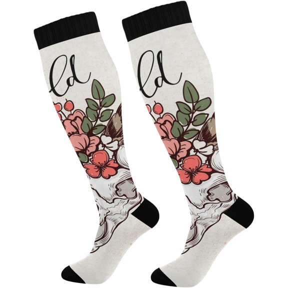 FREEAMG Colorful Flowers Compression Socks for Women and Men, 1 Pair