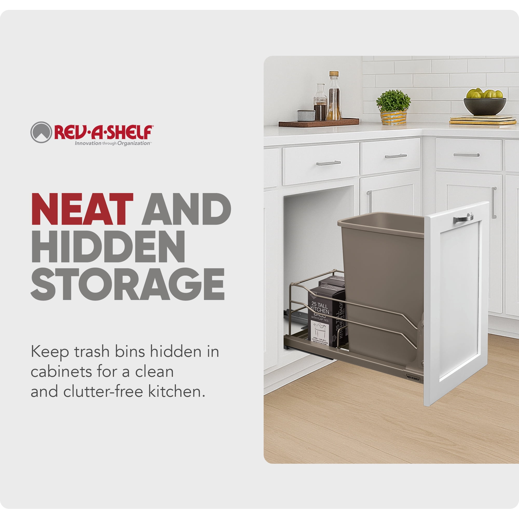 Rev-A-Shelf Pullout Kitchen Trash Can 35 qt. with Soft-close, 53WC-1535SCDM-112