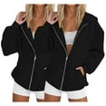 thumbnail image 2 of VISALY Womens Zip Up Hoodies Sweater Jacket Womens Zip Up Hoodies 2025 Fall Winter Trendy Long Sleeve Sweatshirts 2Pc Long Sleeve Comfy Casual Jacket Comfy Sweaters Tunic Sweater Fall Sweaters C L, 2 of 4