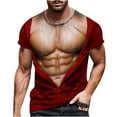 thumbnail image 2 of Yaoyar Men's Fashion Muscular Print T-Shirt Splicing Fitness Round Neck Short Sleeve T-Shirt Big and Tall Wine,XL, 2 of 5