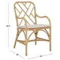 thumbnail image 3 of Safavieh Olala Scandinavian Rattan and Fabric Dining Arm Chairs, Natural/Cream, 3 of 6