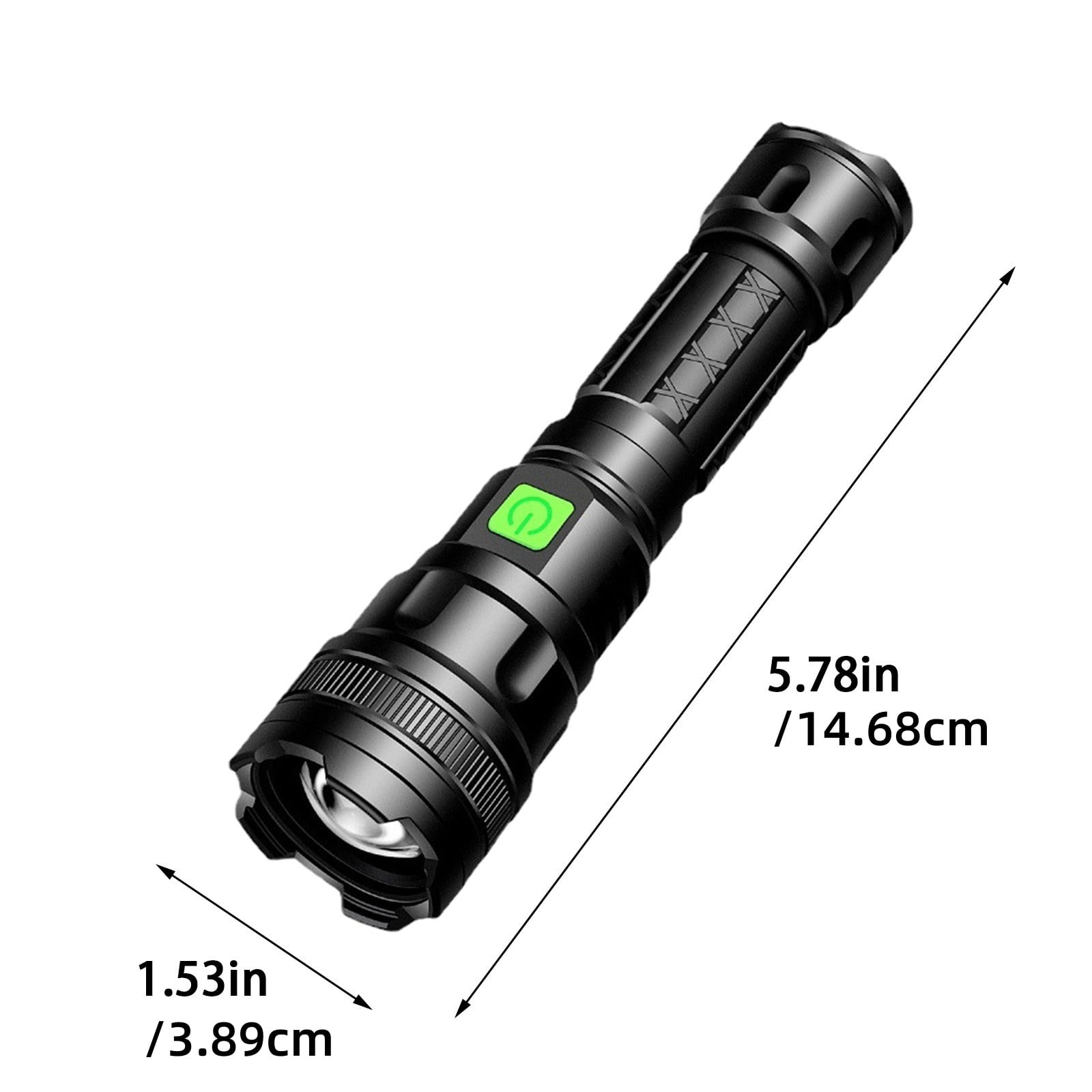 LED Flashlight Rechargeable 100,000 Lumens | M77 Telescopic Super Bright Emergency Torch | 4 Modes Zoomable Waterproof IPX45 Aluminum Alloy | USB Charging | Outdoor Home Use | 1 Pack | Black