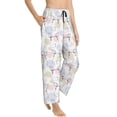 thumbnail image 2 of Naloa Hand Drawn Rabbit Print Women’s Ultra-Soft Comfy Pajama Lounge Pants with Pockets & Drawstring, 2 of 8
