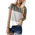 thumbnail image 1 of T-shirt à Manches Courtes à Rayures pour Femmes, 1 of 4