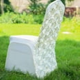 thumbnail image 3 of Balsa Circle Ivory Satin Raised Roses Spandex Stretchable Banquet Solid Chair Covers Slipcovers, 3 of 8