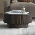 thumbnail image 3 of Coffee Tables 35.43 inch Modern Faux Marble Pattern Stickers Coffee Table Round Coffee Table for Living Room,Small Table with Sturdy Pedestal,Dark Brown,Coffee Tables With Storage, 3 of 6