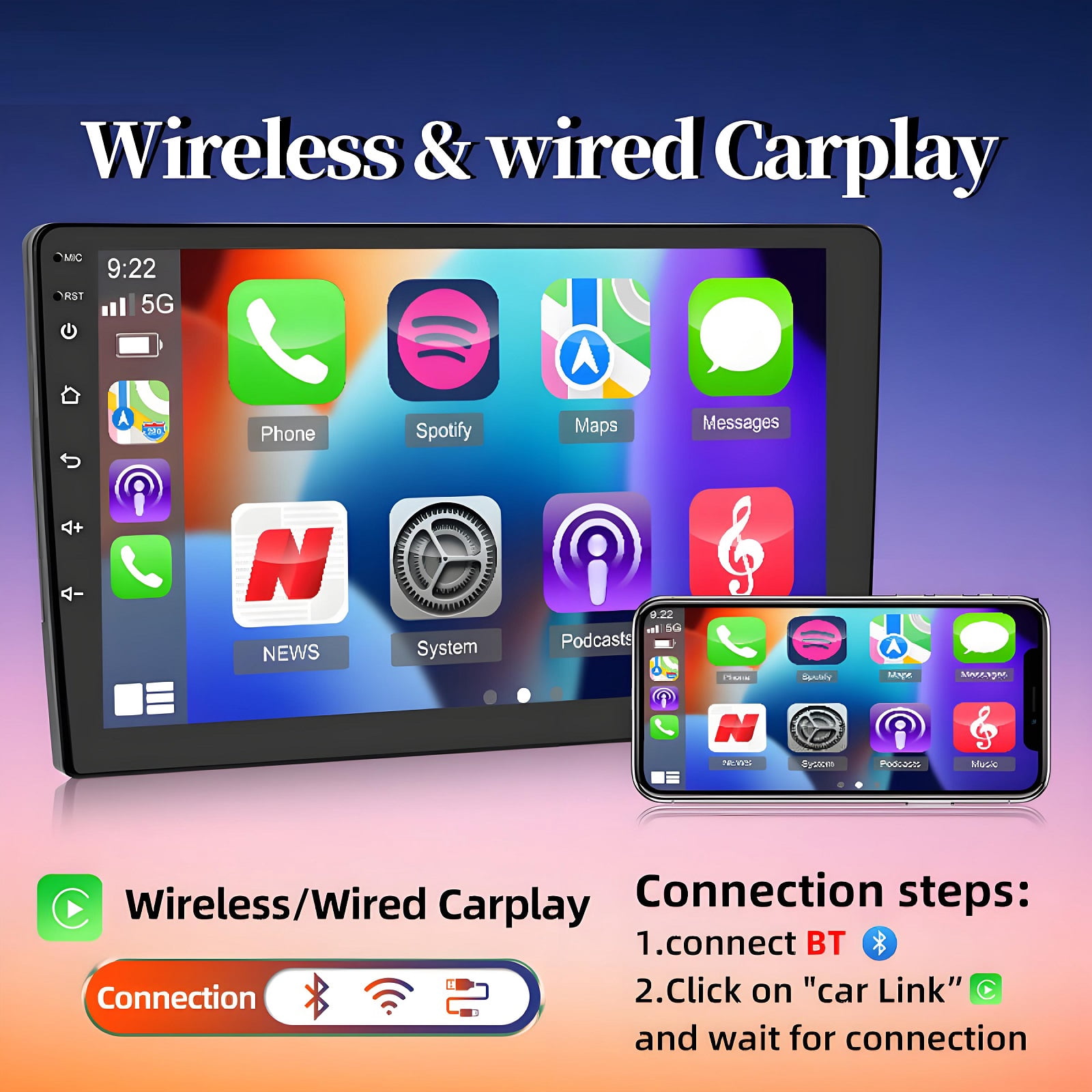 Gsuatey 2G+64G Car Radio for Jeep Grand Cherokee 2013-2022, Android Car Stereo with Wireless Carplay Android Auto 9'' Touchscreen WiFi Bluetooth/FM/RDS/EQ/GPS Backup Camera