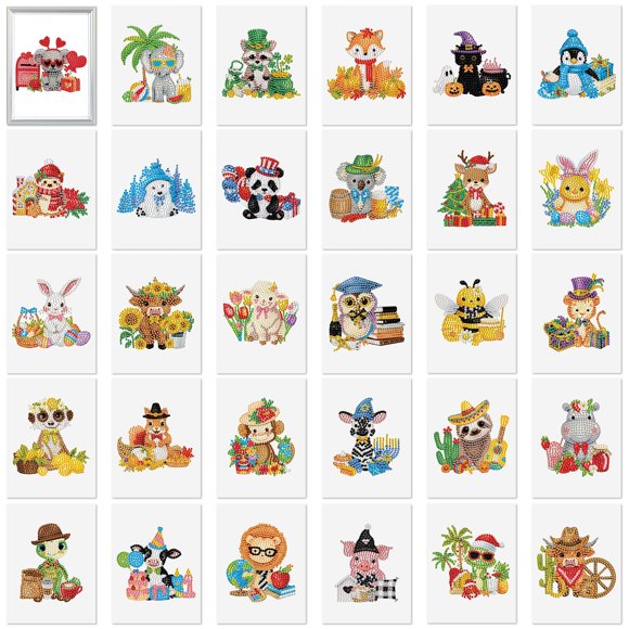 Kit de Arte con Diamantes Xuhal Animales para el Día de San Valentín 30 Piezas