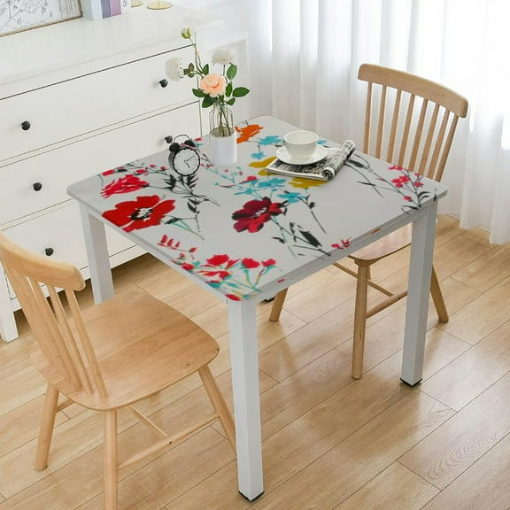 HAOXIT  Square Vinyl Tablecloth with Flannel Backing, Water-Proof Oil-Proof Tablecloths Stain-Resistant Wipeable Rectangle Table Covers for Dining, Camping, Indoor and Outdoor 44''x44''