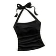 thumbnail image 3 of HVOBTTY Women's Summer Fashion Solid Color Neck Strap Sleeveless Lightweight Versatile Daily Mini Soft Sport Tank Top Black, XXL, 3 of 5