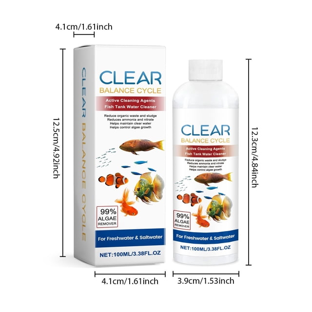 JJKBVCLO Fish Tank Water Clarifying Agent To Clean Fish Tank Stains Sludge Water Quality Clear Control Growth 100ml