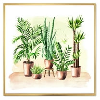 Designart 'Indoor Green Home House Plants in Pots I' Traditional Framed Canvas Wall Art Print
