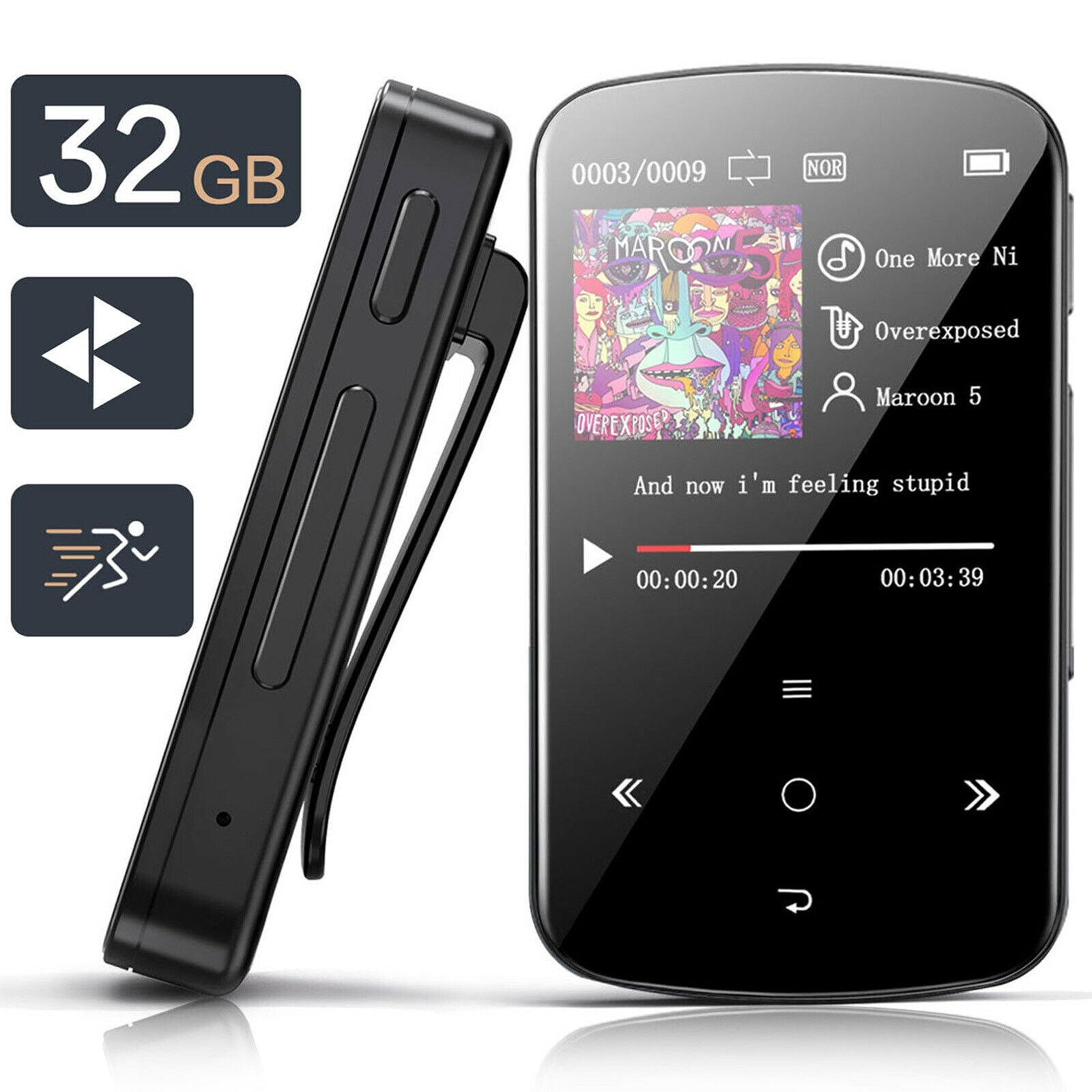 32GB HiFi Lossless Sound Bluetooth MP3 Player Clip Music Voice Recorder FM Radio - Walmart.com