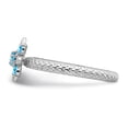 thumbnail image 3 of 925 Sterling Silver Blue Topaz Stackable Ring Flower Leaf Birthstone December Gemstone, 3 of 7