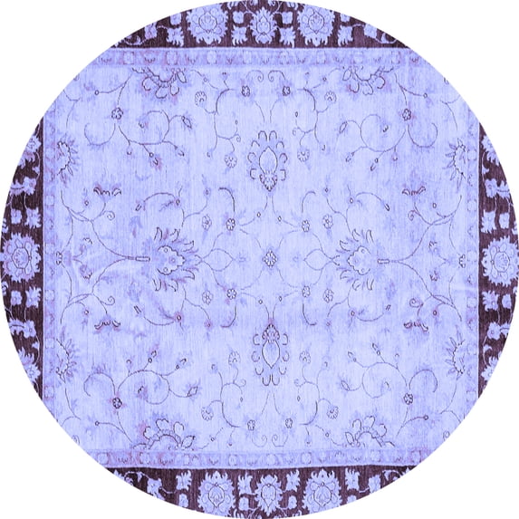 Ahgly Company Indoor Round Oriental Blue Traditional Area Rugs, 7' Round
